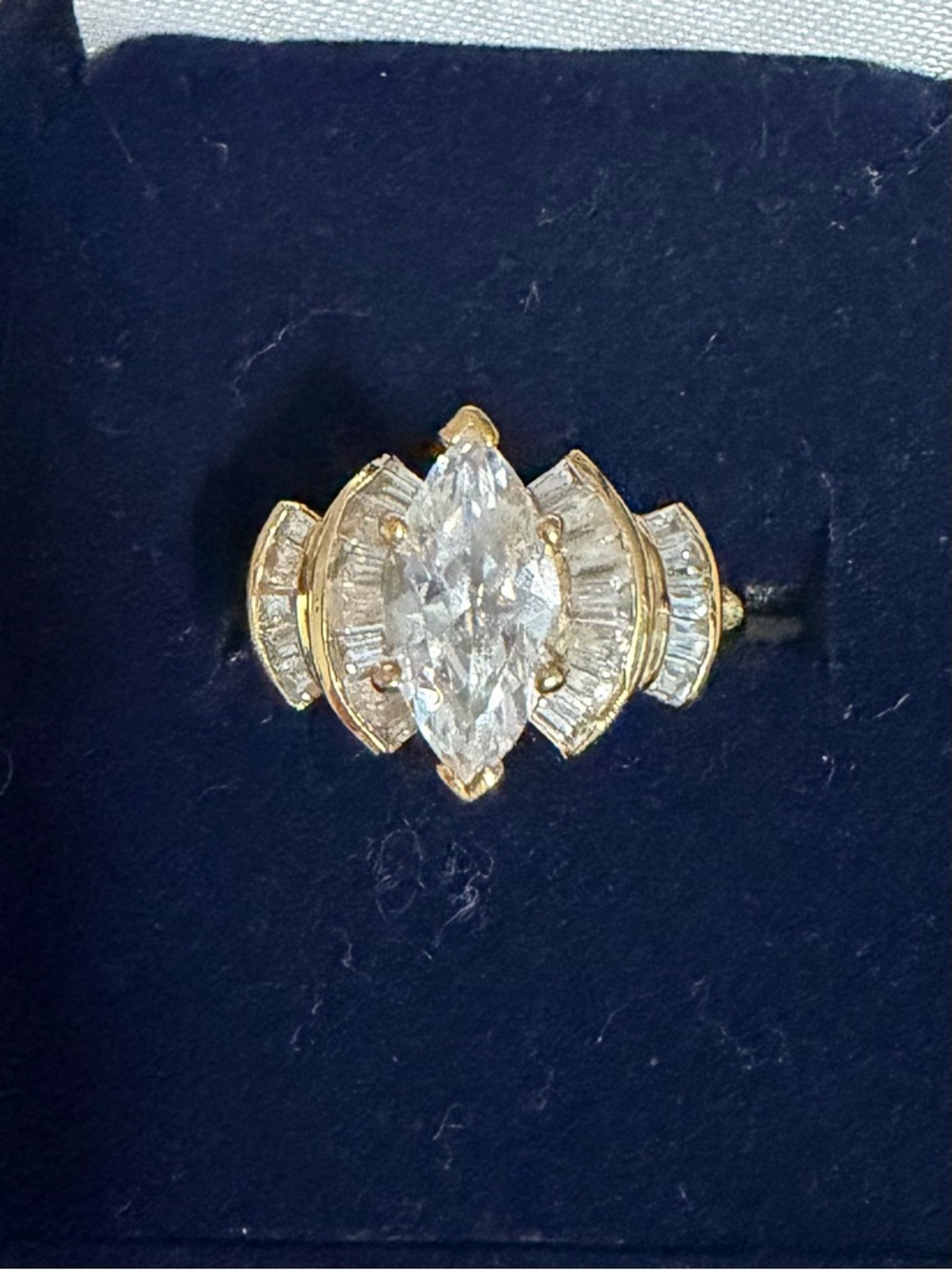 Gold Marquise Cubic Zirconia Statement Ring - Women Jewelry